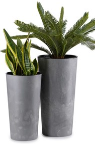 PLASTOVÝ KVETINÁČ URBANIKA SADA 2KS 57X30 CM+46,6X25,5 CM IMITÁCIA BETÓNU SIVÁ