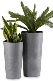 PLASTOVÝ KVETINÁČ URBANIKA SADA 2KS 57X30 CM+46,6X25,5 CM IMITÁCIA BETÓNU SIVÁ