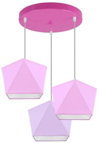 Detské závesné svietidlo Diamond, 3x textilné tienidlo (mix 10 farieb), (výber z 5 farieb konštrukcie), o