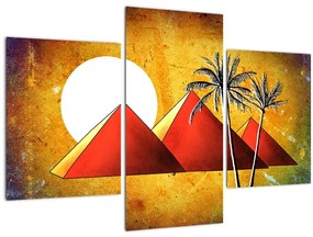 Obraz maľovaných egyptských pyramíd (90x60 cm)