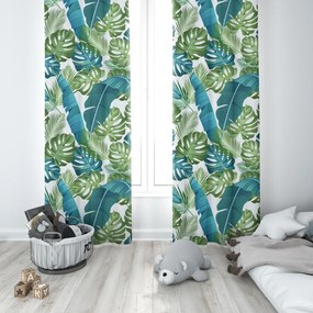 Dekorstudio Moderný záves Modré monstery Uchytenie závesu: Dekoračné kolieska