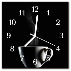 Nástenné sklenené hodiny Šálka kávy 30x30 cm