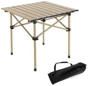 Skladací kempingový stôl s textilným obalom – 53 x 51 x 50 cm béžová