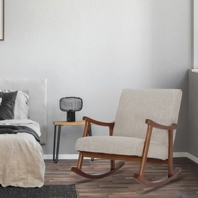 Design-Shop Hojdacie kreslo stolička Morelia - látka, drevené nohy orech - Krémová