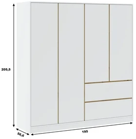 Šatníková skriňa so šuplíkmi 195 cm SHERMAN - dub artisan / biela