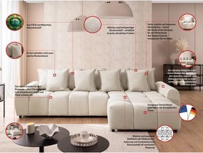 Béžová rohová pohovka (pravý roh/s leňoškou) Albane – Ropez