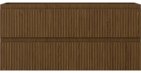 Mexen Rivel, kúpeľňová skrinka 100 cm, 2 zásuvky, drážkovaná, orech, 91A20-10047-2-BFF86