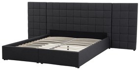 Čalúnená posteľ s úložným priestorom 180 x 200 cm sivá MILLAU Beliani