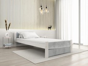Posteľ IKAROS DOUBLE 90 x 200 cm, betón/biela Rošt: Bez roštu, Matrac: Matrac Deluxe 10 cm