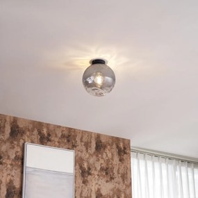 Dizajnové stropné svietidlo čierne s dymovým prechodovým sklom - Pillon