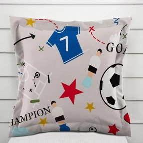 Biante Detská bavlnená obliečka na vankúš s lemom Sandra SA-646 Futbal to je hra - na sivom 30 x 50 cm