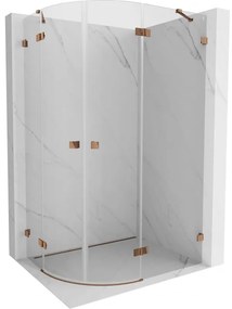 Mexen Lunar, pravý polkruhový sprchový kút 100 x 80 cm, 8mm číre sklo, profil ružové zlato, 833-100P-080L-60-00