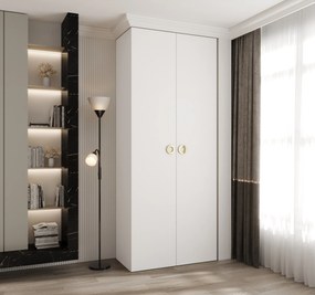 Šatníková skriňa 100 cm Carmela 40-1 (biela + zlatá). Akcia -21%. Vlastná spoľahlivá doprava až k Vám domov. 1126502
