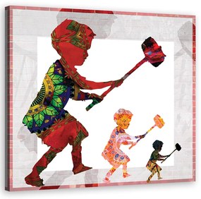 Obraz na plátně, Banksy Boy s kladivem - 50x50 cm
