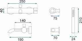 Rea Lungo Grip, vaňová batéria s ručnou sprchovou hlavicou, grafitová, REA-B2352