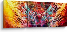 Obraz - Merkaba s krídlami, abstrakcia (s hodinami) (90x30 cm)