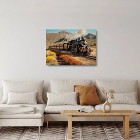 Sklenený obraz - Parná lokomotíva (70x50 cm)