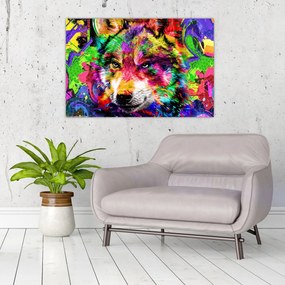 Obraz - Vlk s graffiti (90x60 cm)