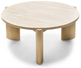 Konferenční stolek Medley 90 cm z masivu travertin/jasan
