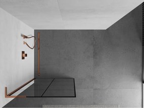 Mexen Kioto L, sprchová zástena Walk-In 80 x 200 cm, 8mm číre sklo čierny vzor, ružové zlato profil, 800-080-103-60-77