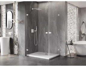 Mexen Lunar-B Duo, výklopný sprchový kút 90 x 80 cm, 8mm číre sklo, biely profil, 832-090L-080P-20-00
