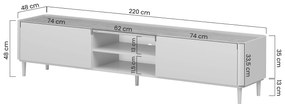 TV stolík Elivo 220 cm na nožičkách - kašmírová / dub olejovaný