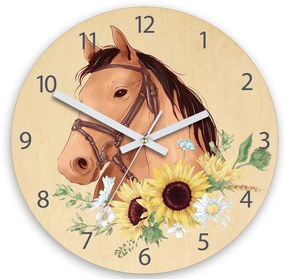 Dětské nástěnné hodiny Ami Kůň hnědý 30 cm vícebarevné