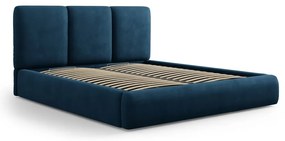 Tmavomodrá čalúnená dvojlôžková posteľ s úložným priestorom s roštom 160x200 cm Brody – Mazzini Beds