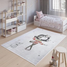 Detský koberec do dievčenskej izby so slečnou a psíkom Šírka: 160 cm | Dĺžka: 220 cm