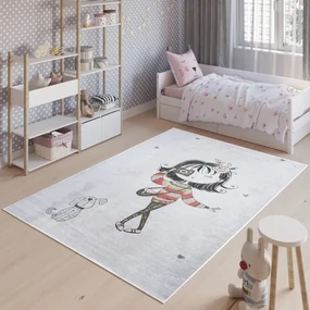 Detský koberec do dievčenskej izby so slečnou a psíkom Šírka: 160 cm | Dĺžka: 220 cm