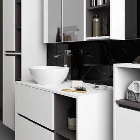 Zrkadlová skrinka VAMI W90 2D 3P LO biela ​​/ grafitová