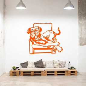 Veselá Stena Samolepka Pes na kresle Farba: oranžová, Veľkosť: 80 x 71 cm