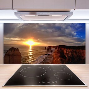 Sklenený obklad Do kuchyne More slnko krajina 140x70 cm