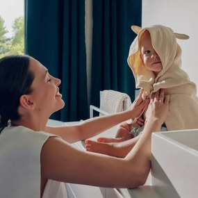 Lionelo - Detská osuška s kapucňou MUSLIN HOODED TOWEL Béžová (Sand)