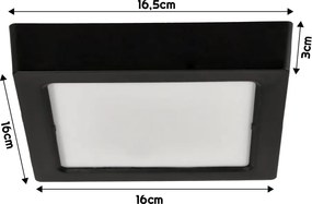 BERGE Štvorcový LED panel prisadený - čierny - 12W - PC - neutrálna biela