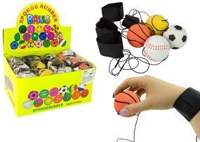 Lean Toys Gumené loptičky na elastickej šnúrke - 6 cm športové
