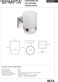 Bemeta Design BETA: Držiak kefiek, sklo - 132110012