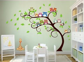 Krásna nálepka na stenu do detskej izby sovičky na strome