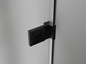 Mexen Lunar-B, Otočné ľavé sprchové dvere 125 cm, číre sklo, čierny profil, 832S-125-050-70-00-L