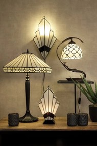 Krémová stolná lampa Tiffany Millie - 28 * 20 * 41 cm E14 / max 1 * 25W