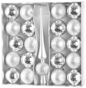 Gule MagicHome Vianoce, sada, 21 ks, 6 cm, strieborné, špic, na vianočný stromček