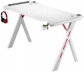 Gamingový stôl s RGB LED podsvietením biely Šírka: 60 cm | Dĺžka: 140 cm