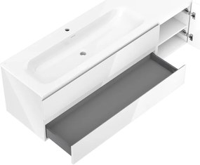 Mexen Orio, kúpeľňová skrinka 160 cm s umývadlom Vela vľavo, 2S, 1D, biela lesklá, 91A13-16047-3-BBFFF00-W23L00