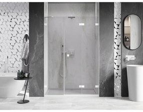 Mexen Lunar-F, pravé sklápacie sprchové dvere 135 cm, 8mm číre sklo, biely profil, 836S-135-050-20-00-P