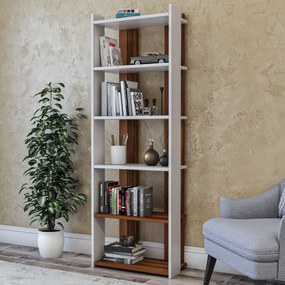 Könyvespolc Sakran - White, Walnut