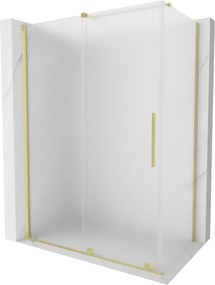 Mexen Velar, sprchový kút s posuvnými dverami 150 x 80 cm, 8mm sklo námraza, zlatá matná, 871-150-080-31-55