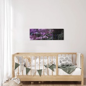 Obraz fialové záhrady (s hodinami) (90x30 cm)