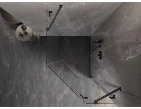 Mexen Lunar, päťuholníkový sprchový kút s pravým sklonom 80 x 90 cm, 8mm číre sklo, pištoľovo sivý kartáčovaný - 831-080P-090L-66-00-P