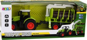 LEAN Toys Diaľkovo ovládaný traktor RC s lesným prívesom a drapákom na drevo v mierke 1:24