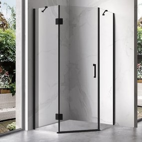 BPS-koupelny Päťuholníkový sprchovací kút KZ10C BL 100x100 čierna/transparent - bez vaničky